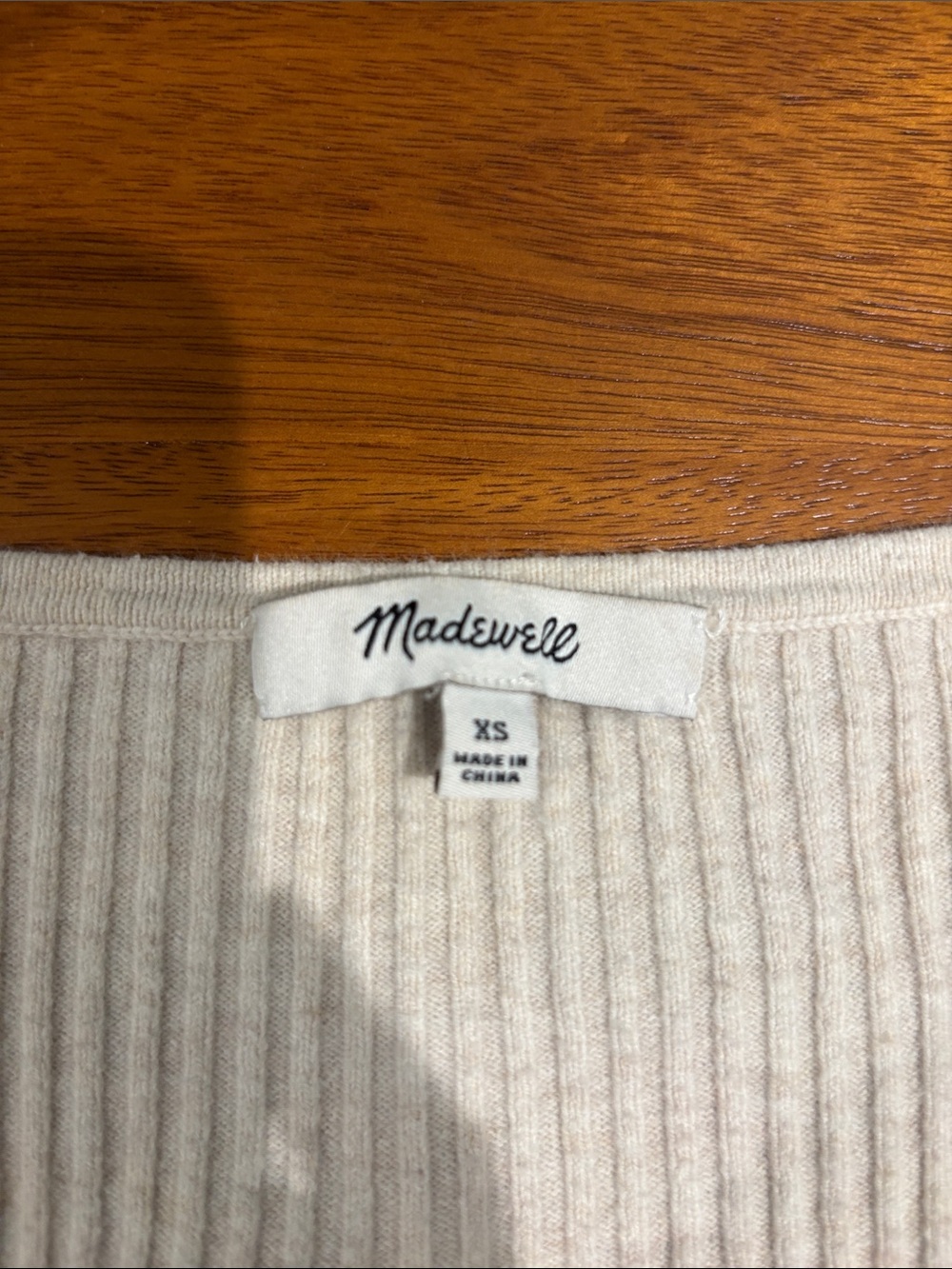 Madewell Cream Ribbed Square-Neck Button-Front Top - Picture 4 of 4